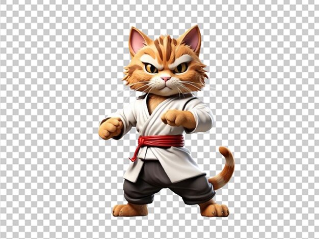 PSD imagen 3d de dibujos animados de gato kung fu