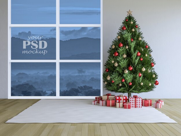 PSD imagen 3d de diseño de interiores en festival de navidad