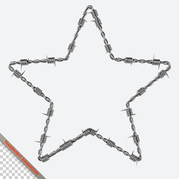PSD imagen 3d de estrella de alambre de púas