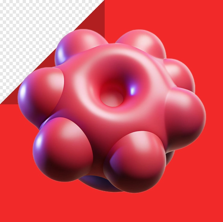 PSD una imagen 3d de globos rojos y azules con un borde blanco