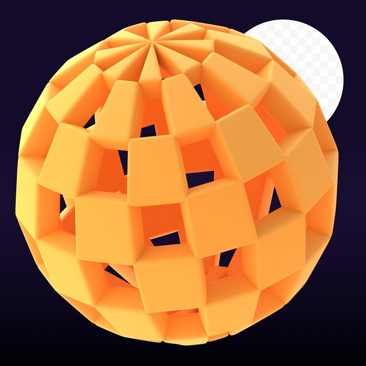 PSD una imagen en 3d de una pelota con cuadrados en ella
