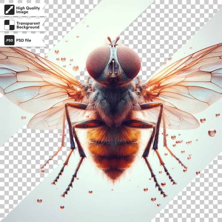 PSD una imagen de una abeja con una mosca en ella