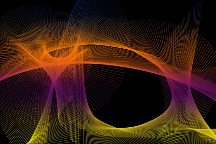 PSD una imagen abstracta colorida de líneas coloridas con un fondo negro