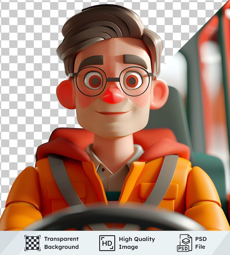 PSD imagen aislada 3d del conductor dentro del vehículo