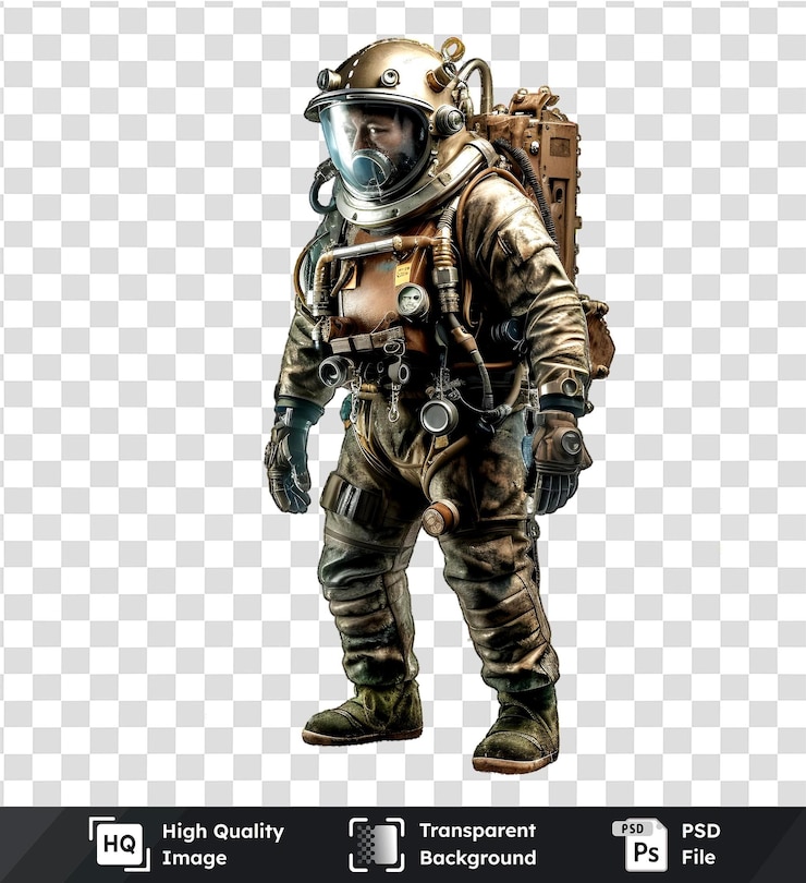 PSD imagen aislada de un astronauta futurista en un complejo traje espacial
