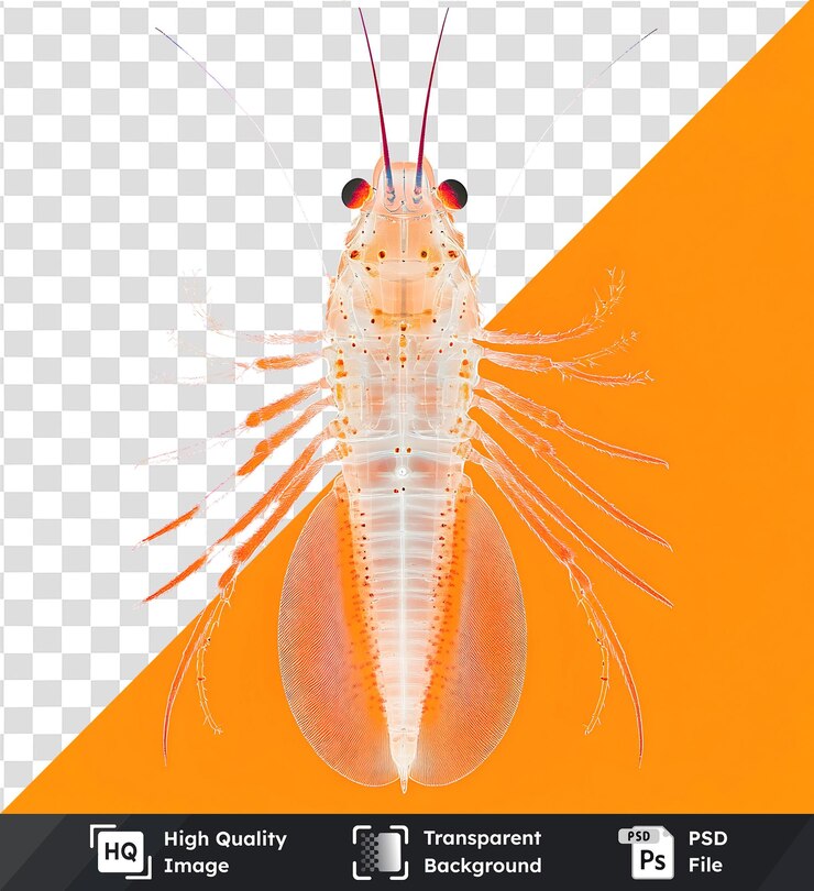PSD imagen aislada de una criatura acuática translúcida sobre un fondo naranja