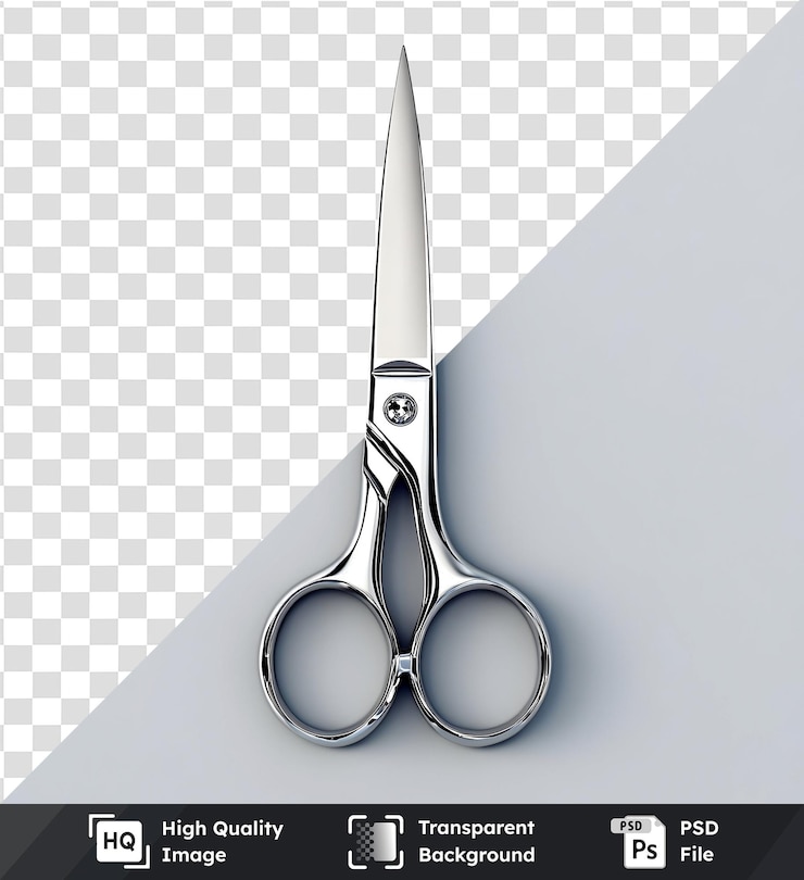 PSD imagen aislada de tijeras brillantes sobre un fondo gris