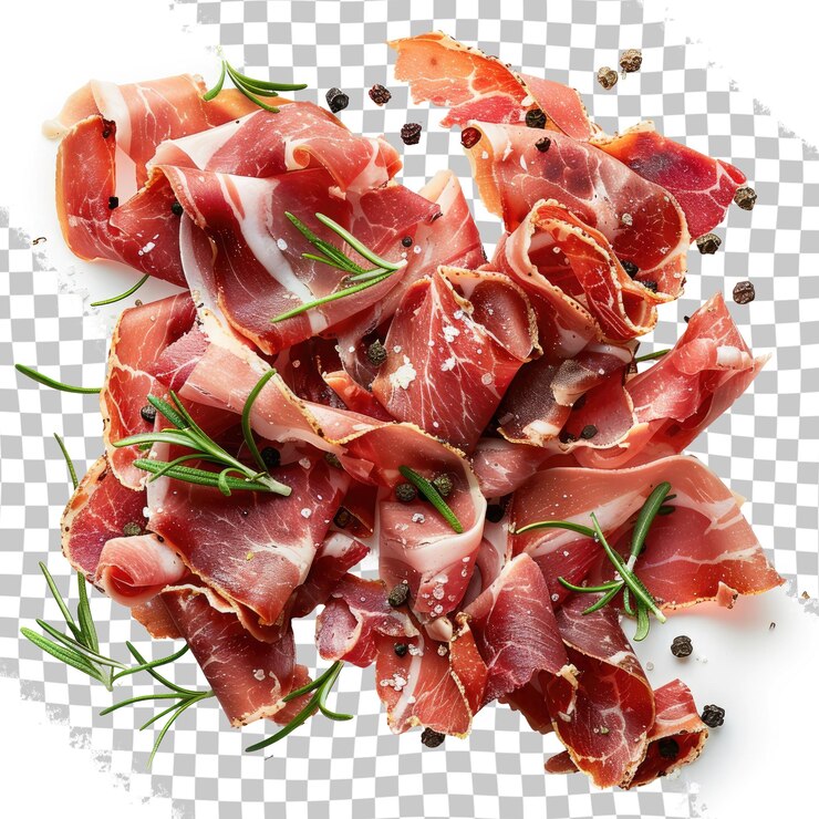 PSD una imagen de algunas carnes con la palabra deli en ella