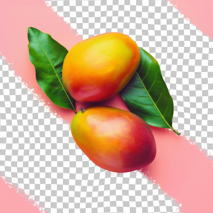 PSD una imagen de algunas frutas en un fondo rosa con una hoja verde