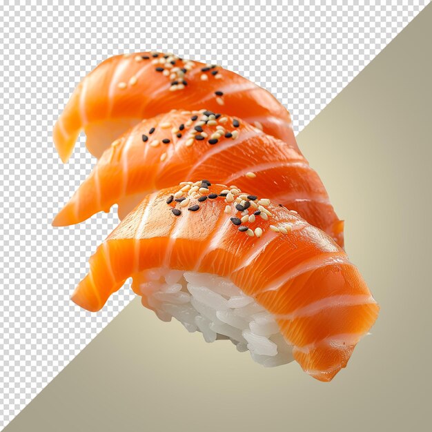 Una imagen de algunos sushi y algunas semillas de sésamo