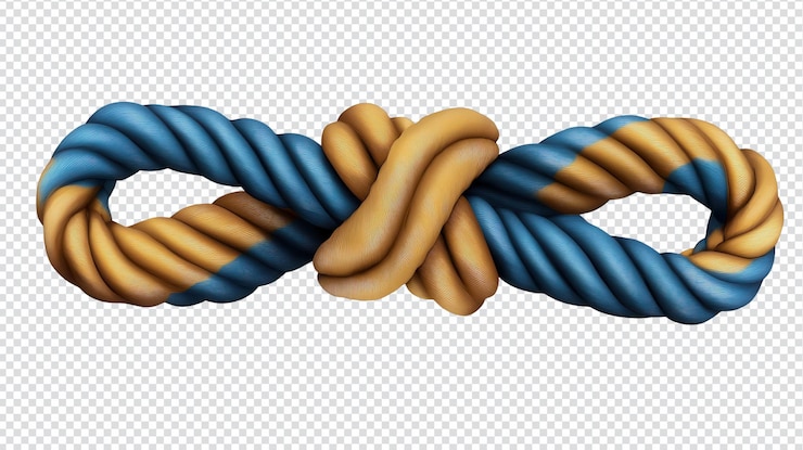 PSD imagen de alta calidad de un nudo de cuerda aislado sobre un fondo transparente que acompaña a varios proyectos de diseño e ilustraciones con fines educativos e informativos