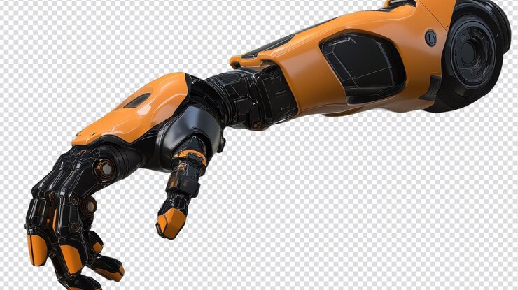 PSD imagen de alta resolución de un brazo robótico aislado en un fondo transparente para aplicaciones de tecnología y robótica