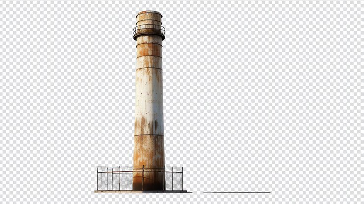 PSD imagen de alta resolución de una chimenea industrial aislada sobre un fondo transparente para su uso en proyectos ambientales y de construcción