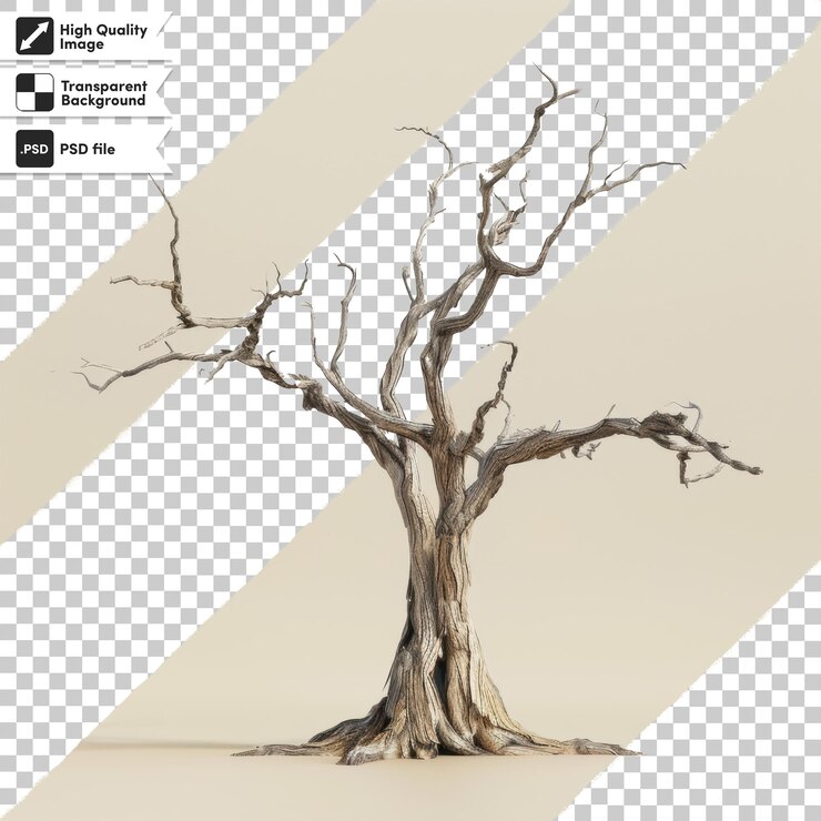 PSD una imagen de un árbol muerto con las palabras secas en él