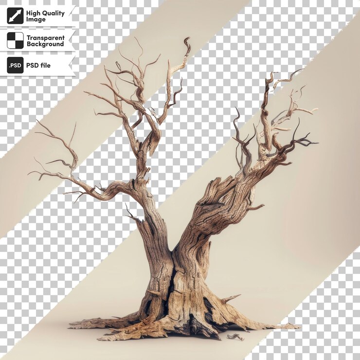 PSD una imagen de un árbol y la palabra seco en un papel