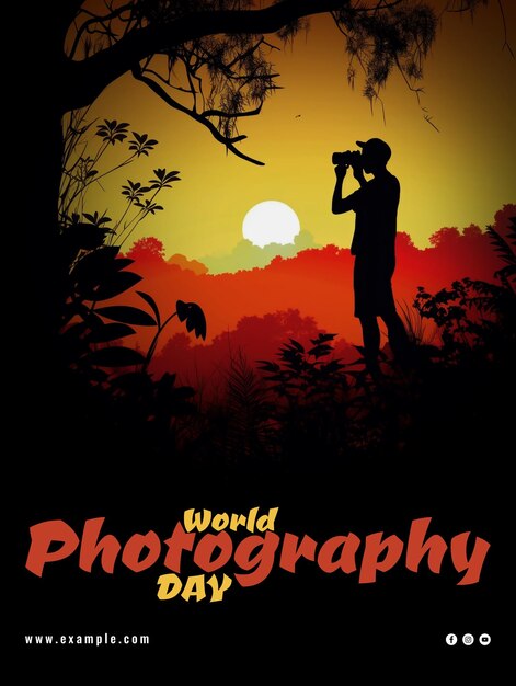 PSD imagen de archivo del día mundial de la fotografía capturando momentos con fotos profesionales plantilla psd