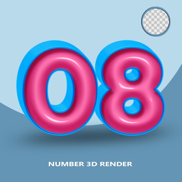 Una imagen azul y rosa de un número 3d 3.