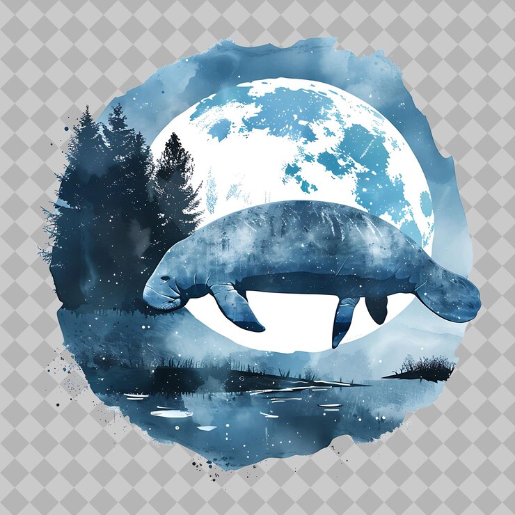 PSD una imagen de una ballena con la luna en el fondo