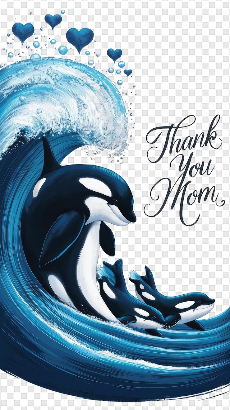 PSD una imagen de una ballena con las palabras gracias en ella