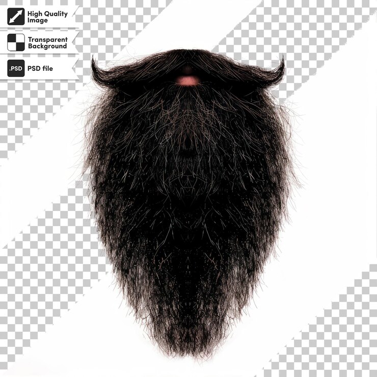 PSD una imagen de una barba con un bigote negro y un fondo blanco