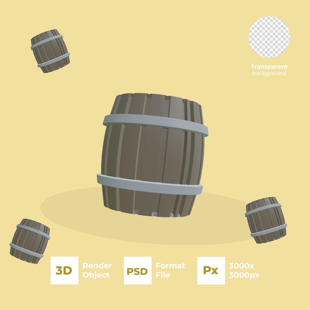 una imagen de un barril con las palabras 3d en él