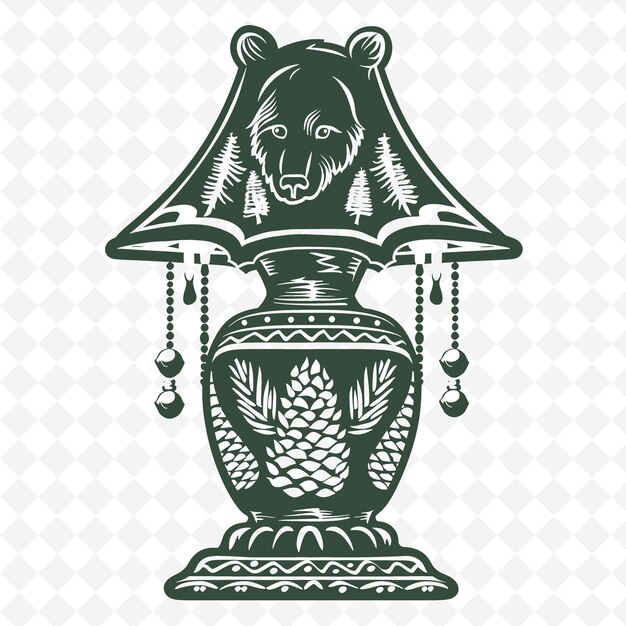 Una imagen en blanco y negro de una cabeza de oso con una lámpara en ella