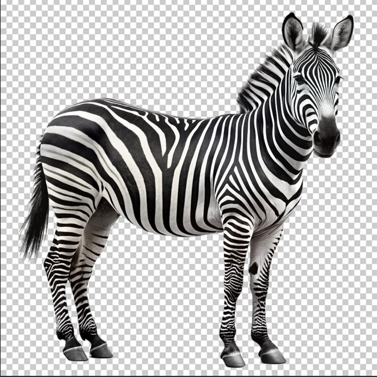 PSD una imagen en blanco y negro de una cebra aislada sobre un fondo blanco