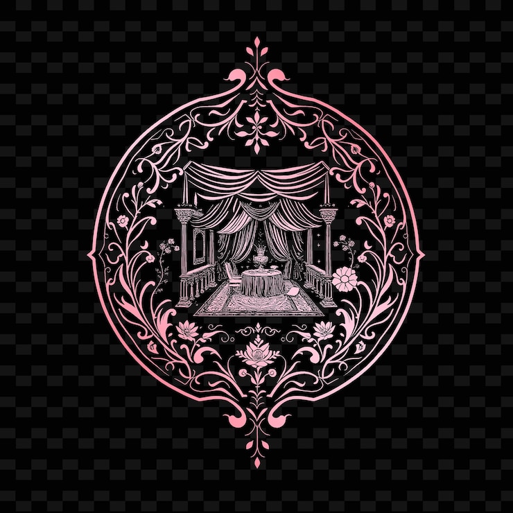 PSD una imagen en blanco y negro de una corona con un patrón floral en el fondo