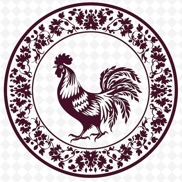 PSD una imagen en blanco y negro de un gallo con un patrón floral