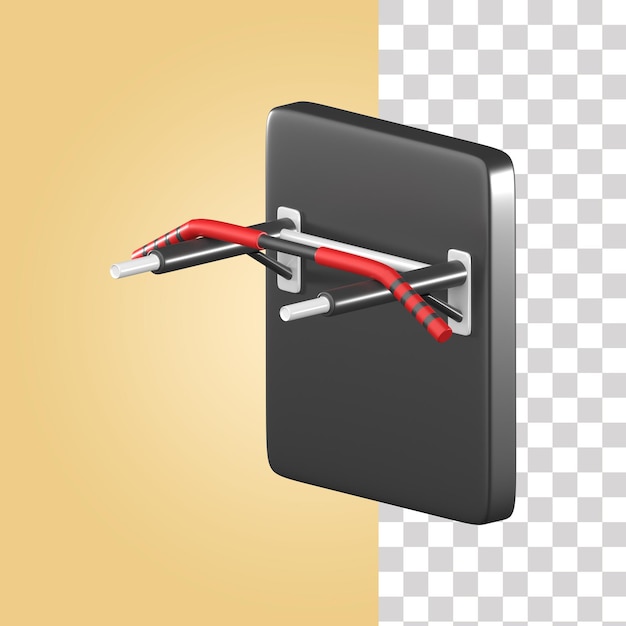 PSD una imagen en blanco y negro de un interruptor con un cable rojo.