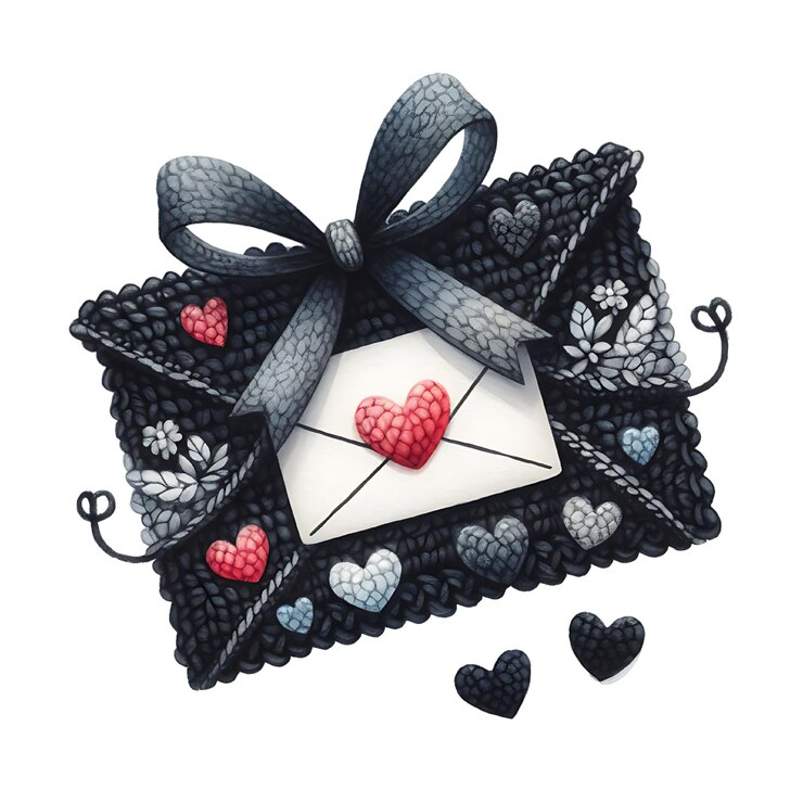 PSD una imagen en blanco y negro de una letra en forma de corazón con corazones en ella