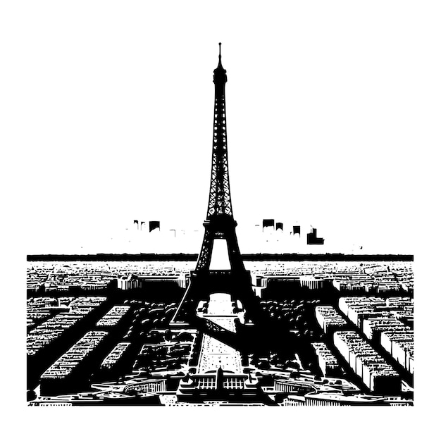 PSD una imagen en blanco y negro de una torre eiffel