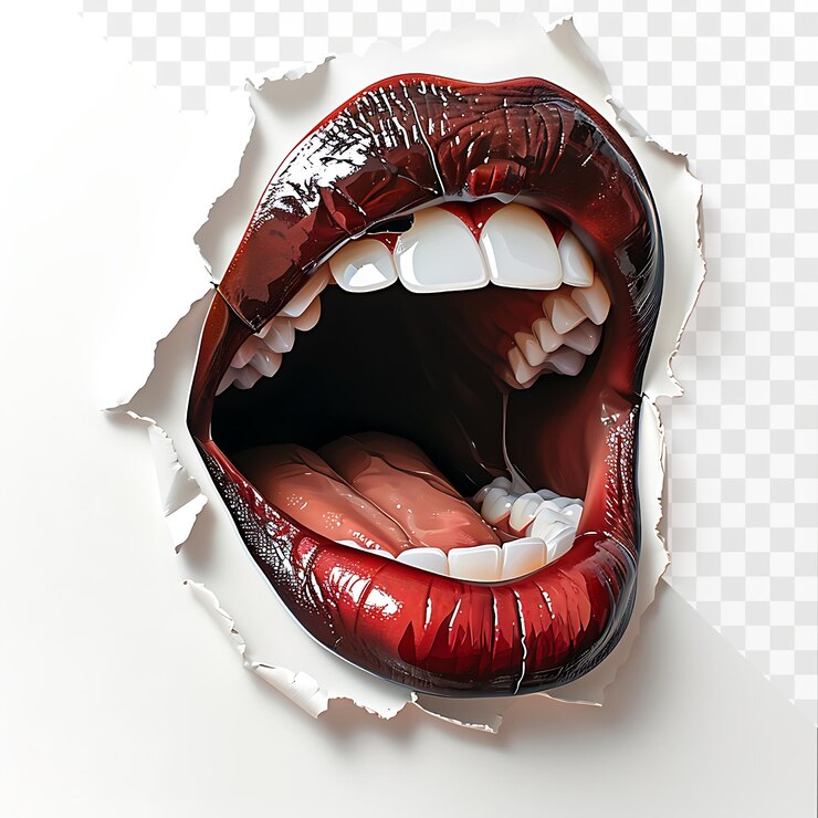 PSD una imagen de una boca que tiene dientes adentro
