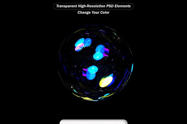 Imagen borrosa de una bola de cristal brillante con un patrón abstractamente borroso y colorido