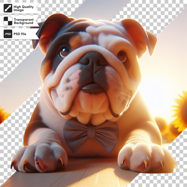 PSD una imagen de un bulldog con una corbata de papagaio en él
