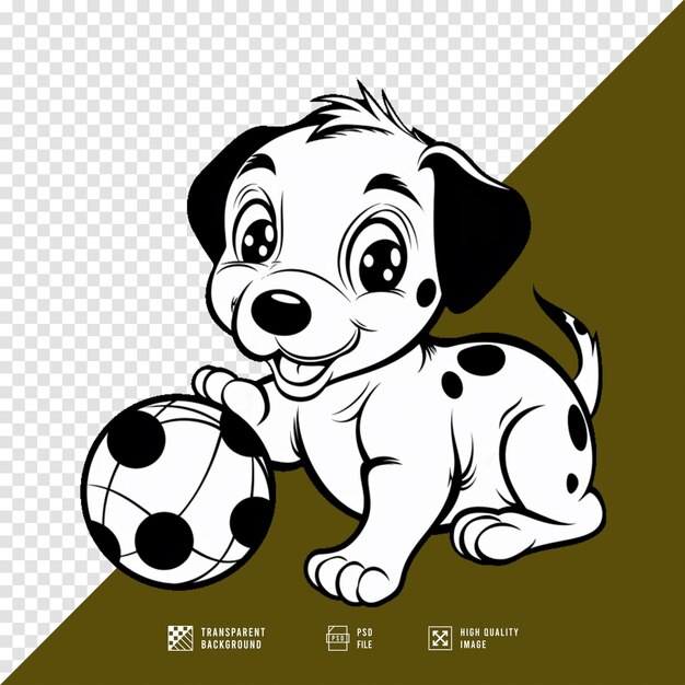 Imagen de un cachorro dálmata jugando a la pelota sin fondo en calidad HD