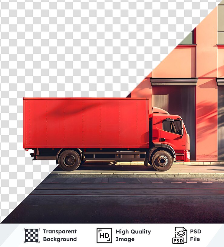 PSD imagen de camión rojo transparente mockup psd para proyectos de diseño ideal para el transporte gráfico temático