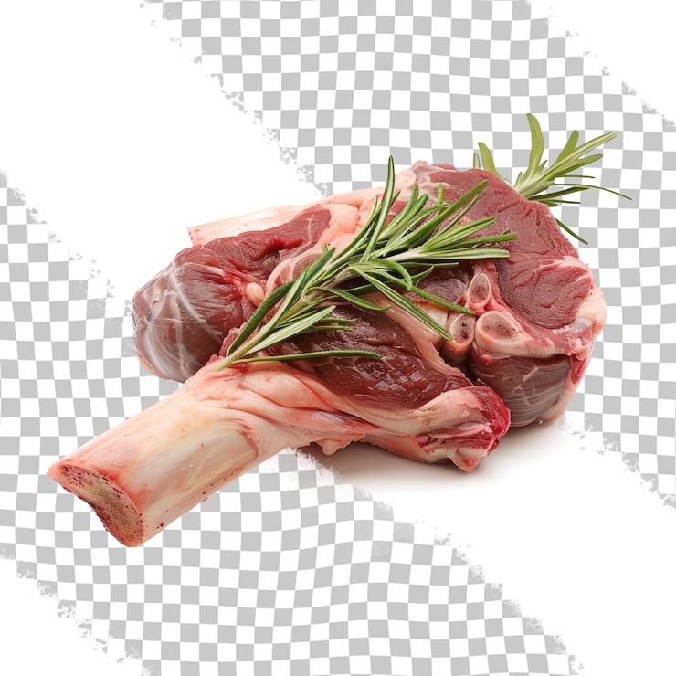 PSD una imagen de una carne cortada con una planta verde en ella