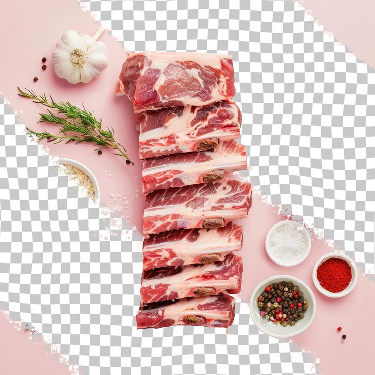 PSD una imagen de carnes y especias en una mesa