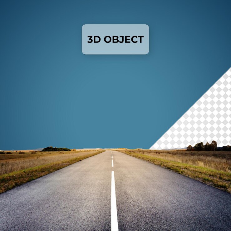 PSD una imagen de una carretera que dice objeto 3d