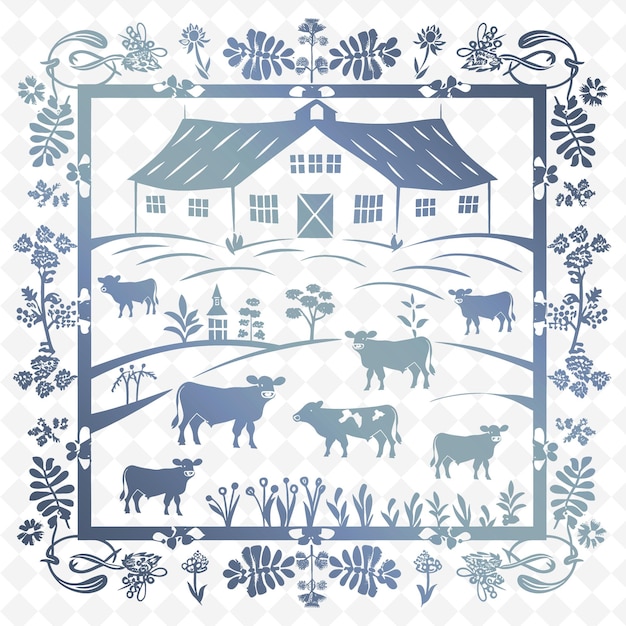 Una imagen de una casa con una imagen de vacas en la nieve