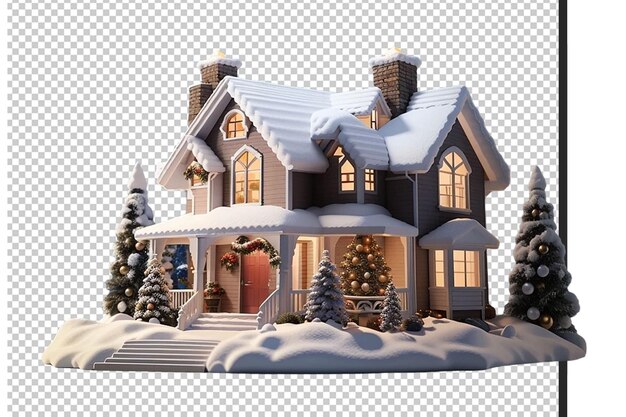 PSD imagen de una casa de navidad en 3d