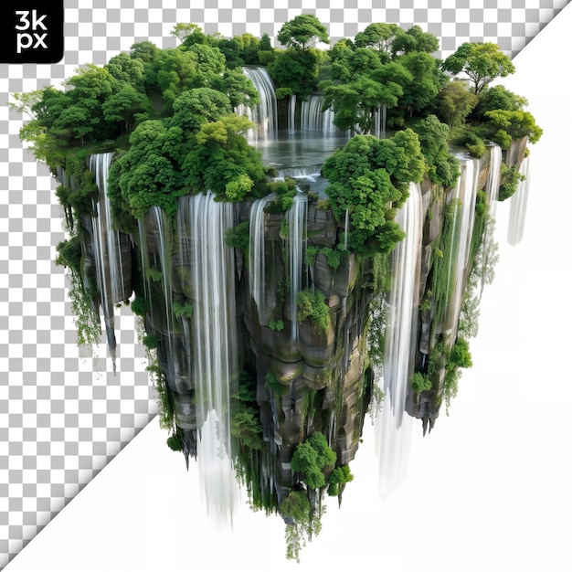 PSD una imagen de una cascada con árboles y una foto de una cascade