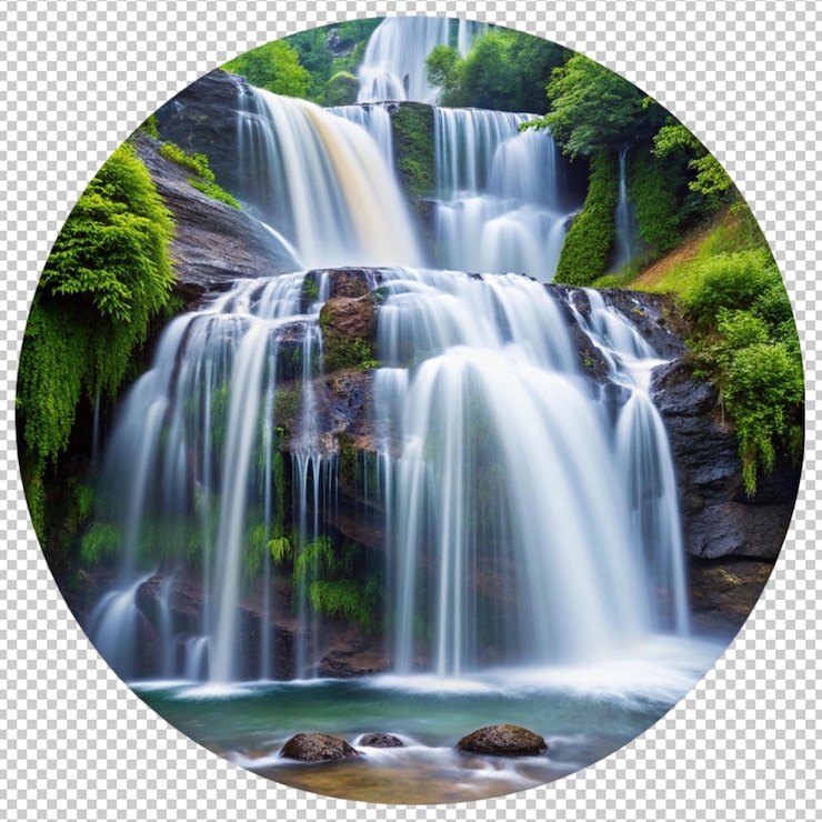 PSD una imagen de una cascada con un círculo de agua en el medio