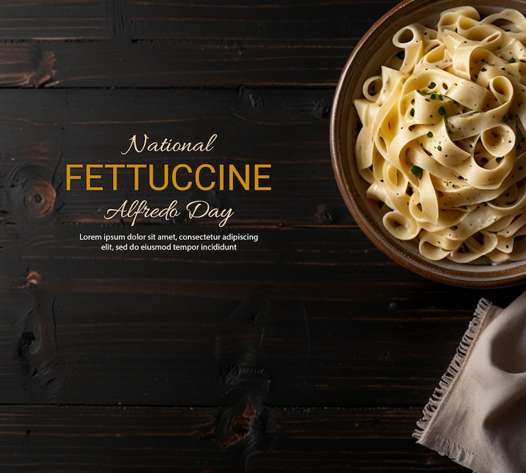 PSD una imagen cautivadora de la pasta de fettuccine alfredo salpicada con salsa cremosa y adornada