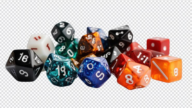 PSD una imagen cautivadora que representa un colorido juego de dados con varios números perfecto para la noche de juegos y propósitos ilustrativos