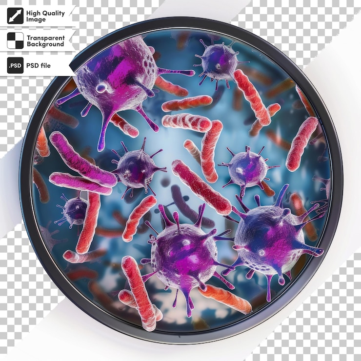 PSD una imagen de una célula biótica con una imagen de una bacteria