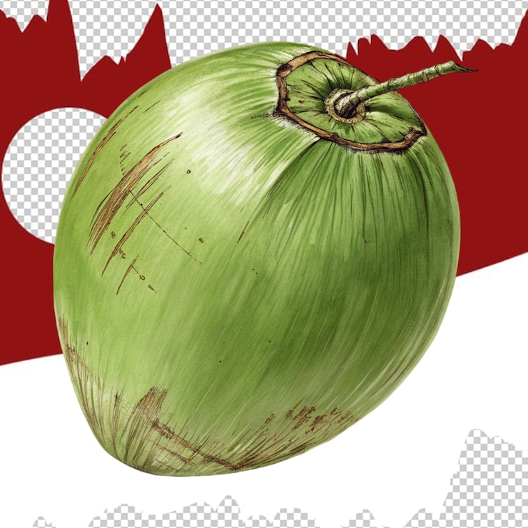 PSD imagen de coco verde fruta fresca