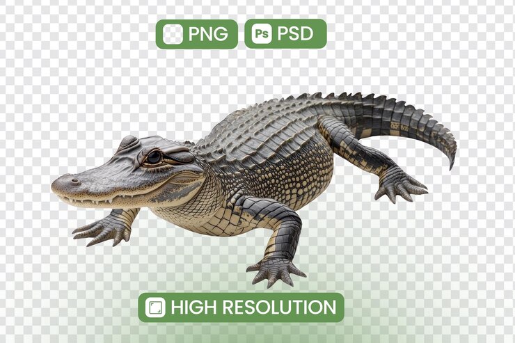 PSD imagen de cocodrilo con fondo transparente para proyectos de diseño y composición descarga gratuita