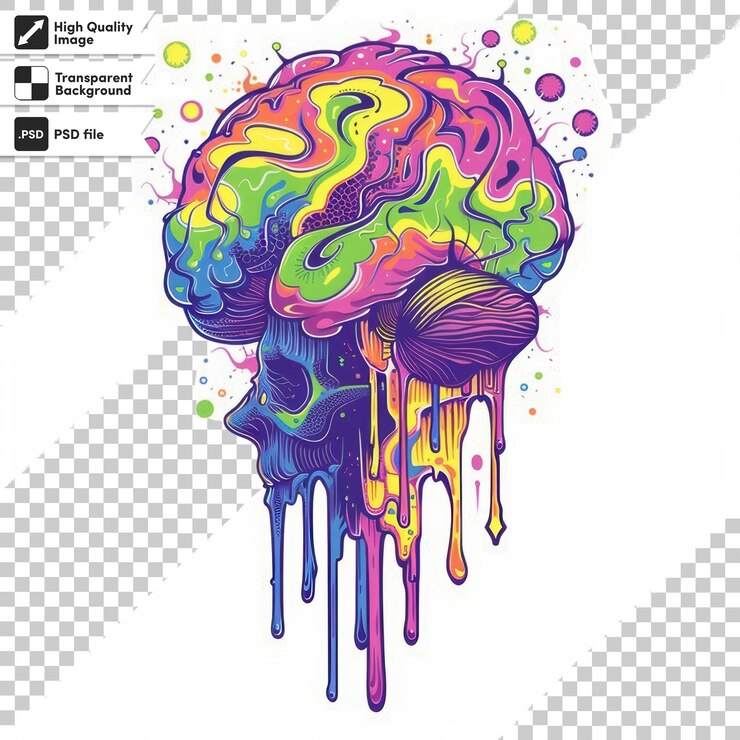 PSD una imagen colorida de un cerebro con un patrón colorido en él